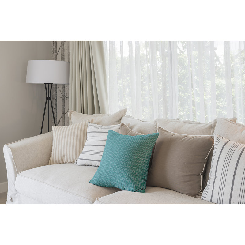 Geometric Reversible Throw Pillow, 20" H x 20" W, Bahama/White