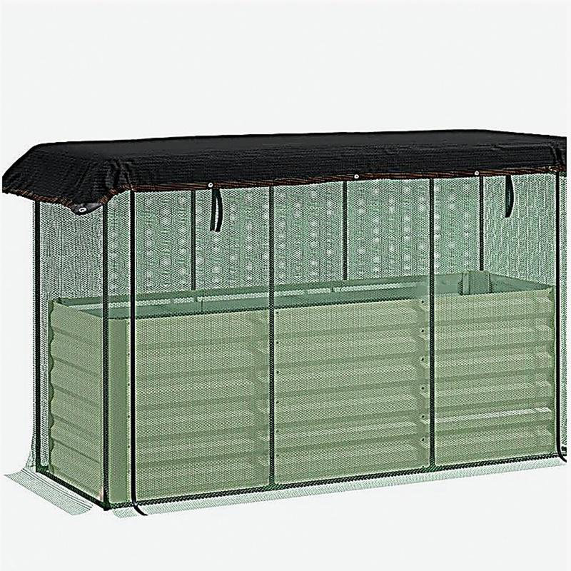 Boîte à fleurs en acier galvanisé, cage de culture et toile d'ombrage avec jardin surélevé, Beige