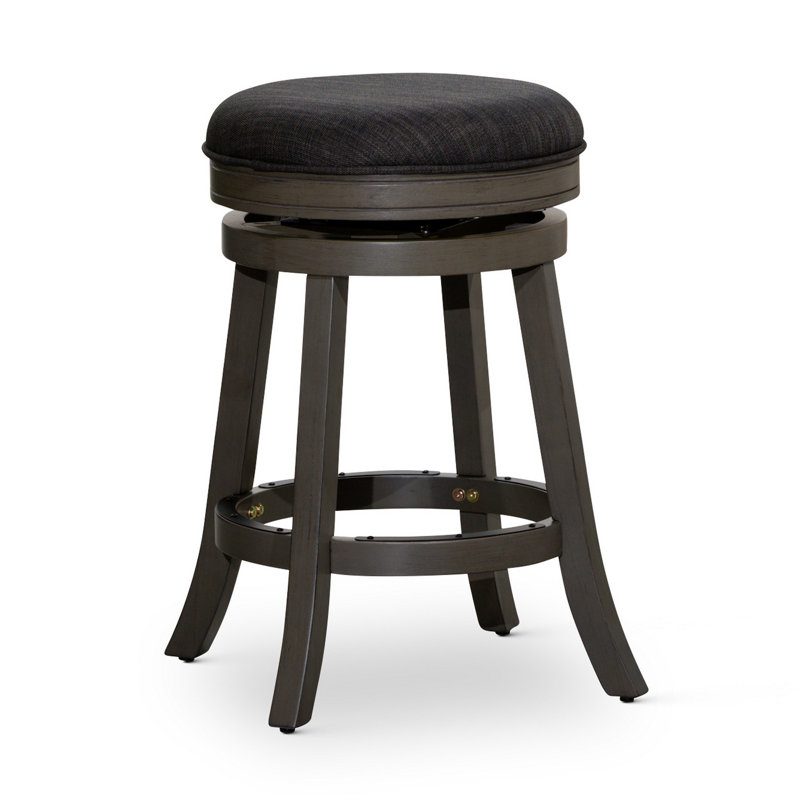 Ber Swivel Solid Wood Counter Stool, Weathered Gray, Black