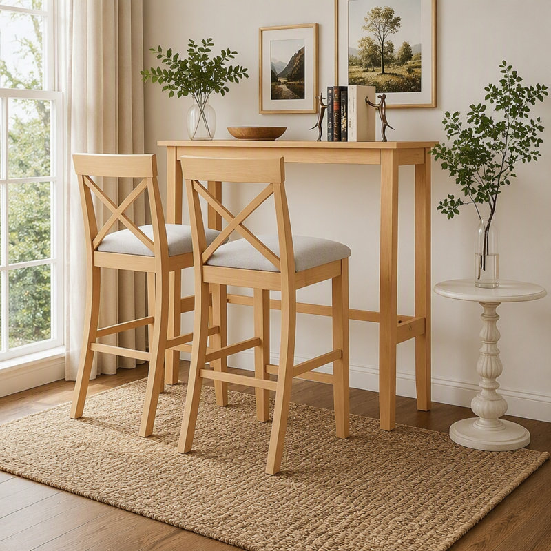 Ensemble de salle à manger rectangulaire en bois de style campagnard de 122 cm (48 po) avec 2 chaises, idéal pour la cuisine, le coin repas et les petits espaces.
