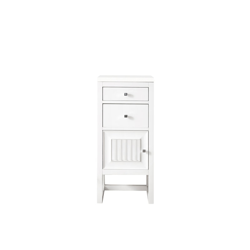 Athens 15" W Freestanding Bathroom Cabinet, Left Handed, Glossy White/White Zeus
