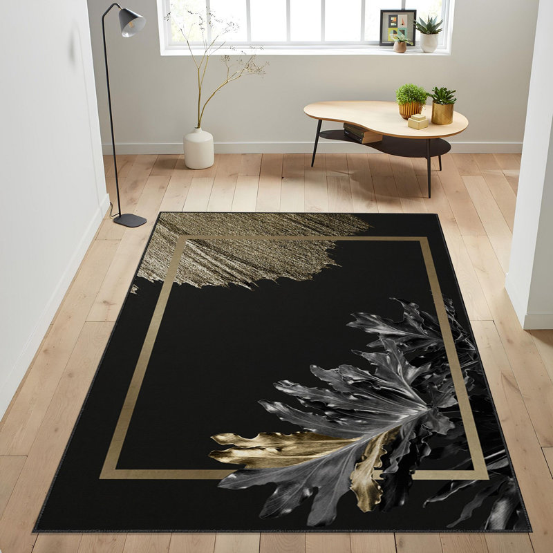 Soft Woven Area Rug, 100% Polyester, 31.5 x 55.1 inches | 740 g/m², Non-Slip Felt Dot Underside, Machine Washable | Low Pile Height: 0.16 inches, Perfect for Living Room, Bedroom, and Dining Areas