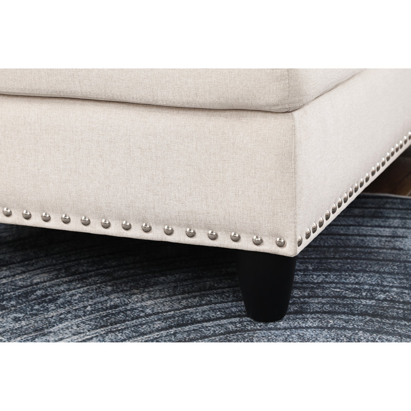 Canapé de rangement avec repose-pieds en forme de L beige