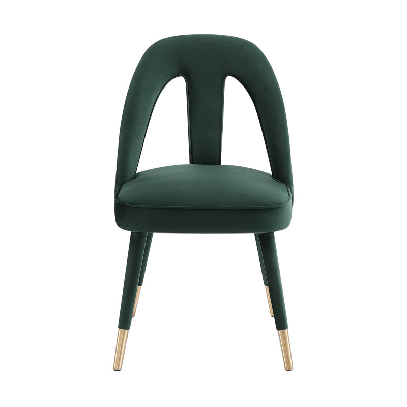 49cm H Velvet Upholstered Side Chair in Forest Green