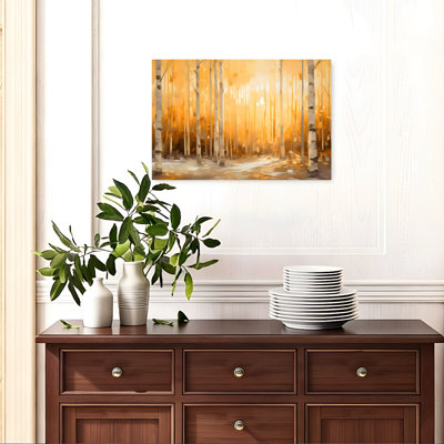 In The Thick Of It Abstract Contemporary Modern Birch Autumn Forest Wall Art