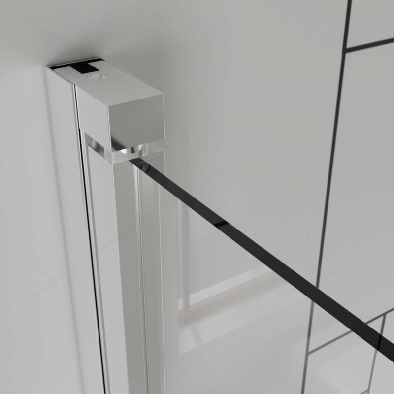 Portes de douche pivotantes, porte de douche battante pliante sans cadre, quincaillerie en verre trempé transparent de 1/4 po (6 mm), installation réversible