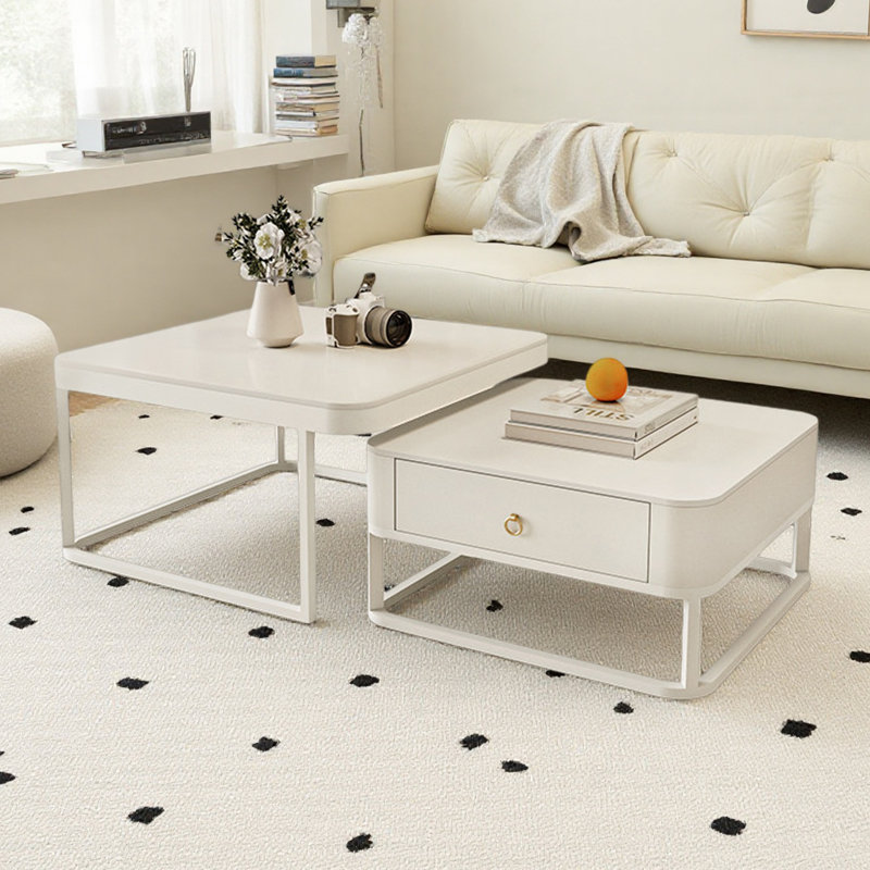 Table basse Minimalist Luxury, H 17 po x L 31,49 po x l 31,49 po, Blanc