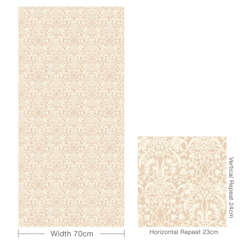 32.82' L x 27.58" W Wallpaper Roll, Blush