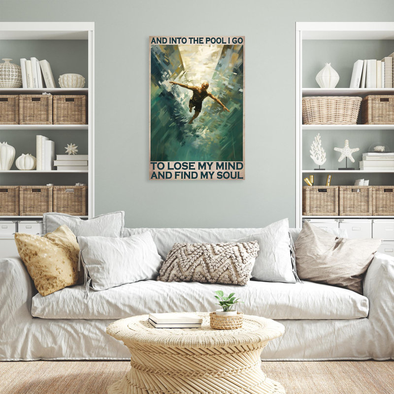 Swimming And Into The Pool - 1 Piece Rectangle Graphic Art Print On Wrapped Canvas, L 16 po x H 20 po