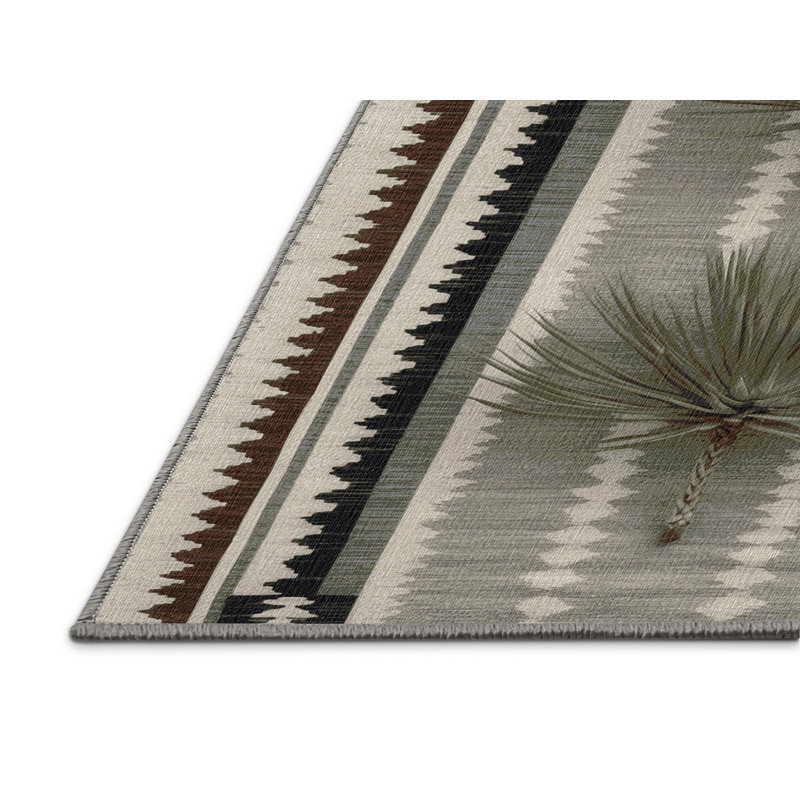  Tapis lavable à quatre ailes Saltbush Southwestern, Carré 5 pi