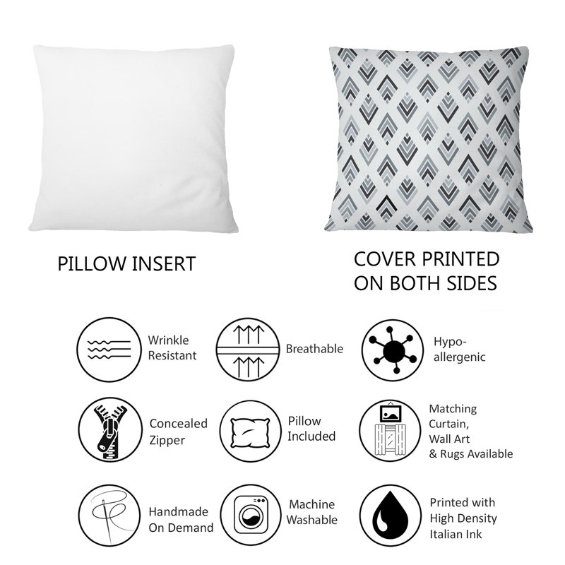 Coussin décoratif à motif géométrique gris et noir Diamond
