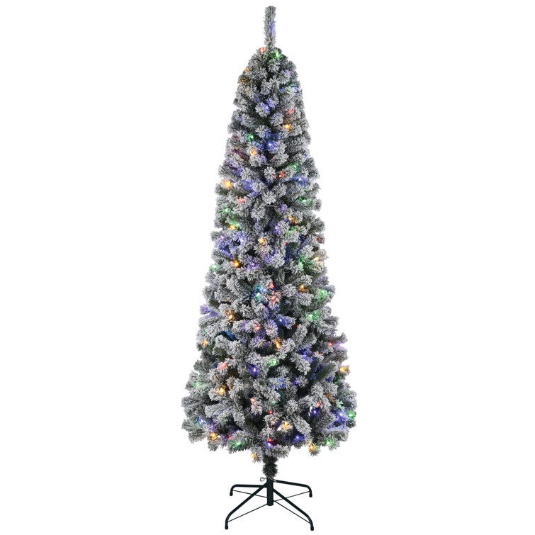 7ft Prelit Flocked Tree With Dual Lights