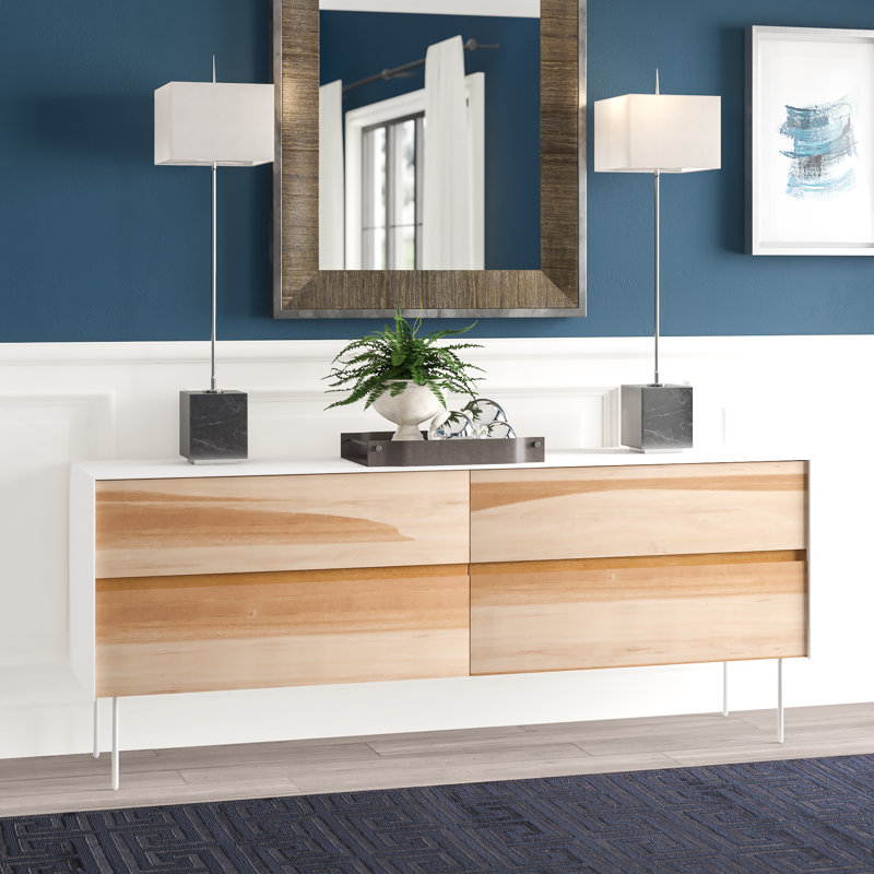 Clad 4 - Drawer Dresser, White/Hickory
