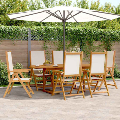 6 - Person Acacia Patio Dining Set with Extendable Rectangular Table