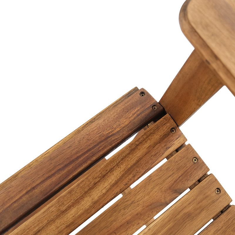 Bois d'extérieur de 2 po au fini teint naturel avec dossier à lattes et siège haut confortable pour une utilisation à l'intérieur avec patio