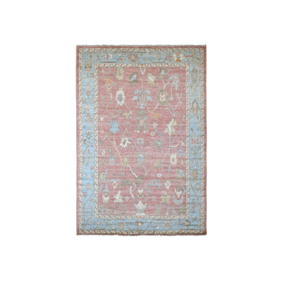 Tapis oriental rose en laine noué à la main 6 pi 0 po x 8 pi 10 po - MOA10220411