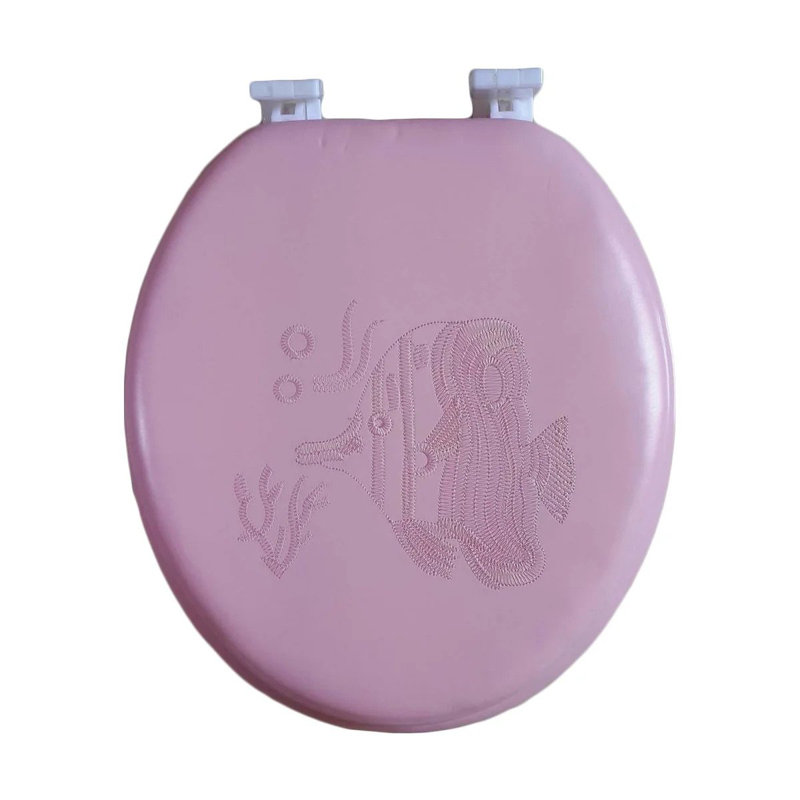 Siège de toilette rembourré doux et brodé, Rose