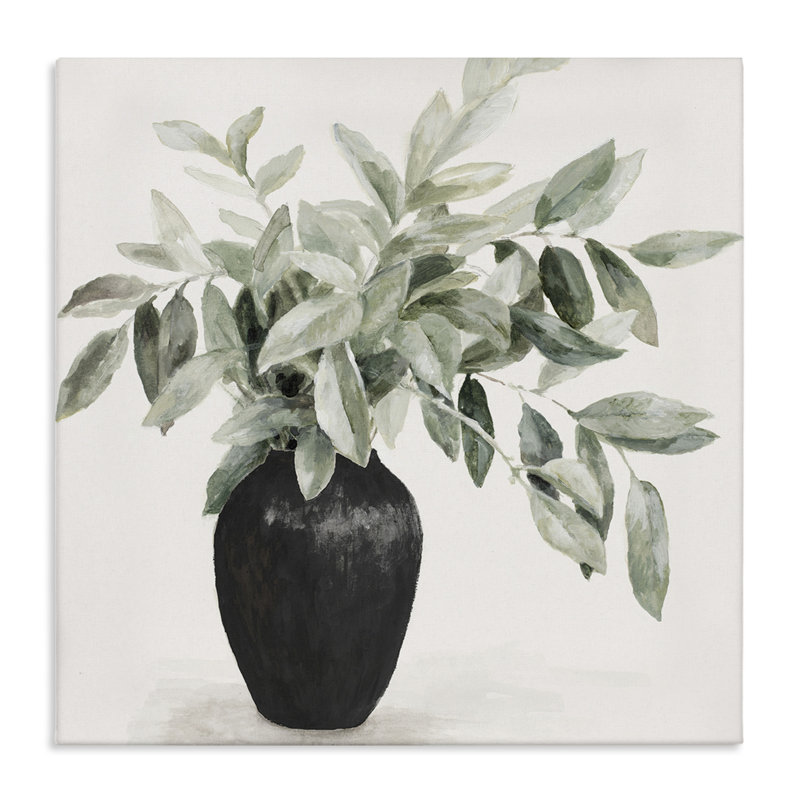 Plante dans un vase noir, art mural par Lanie Loreth, H 17 po x l 17 po