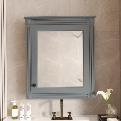 Armoire de rangement de salle de bain murale 24 po x 27 po avec miroir, armoire à pharmacie avec tablette réglable en hauteur, armoire de rangement au-dessus de la toilette