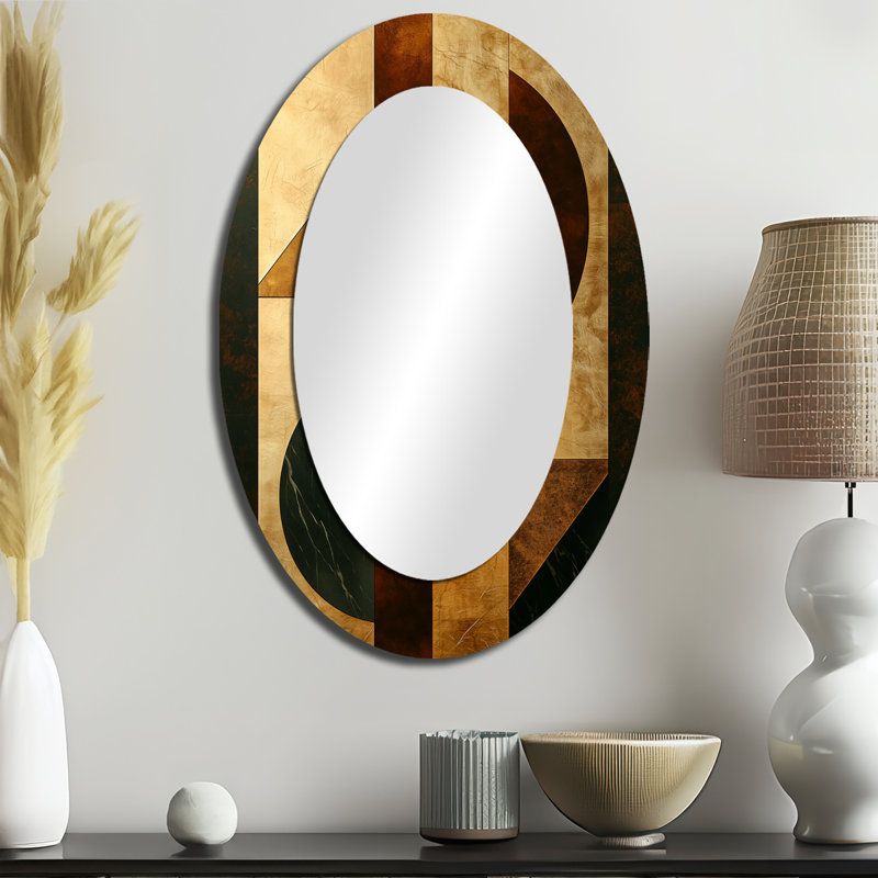 Grand miroir mural géométrique en forme de noyer géométrique Essential Forms IV, 36 po x 24 po