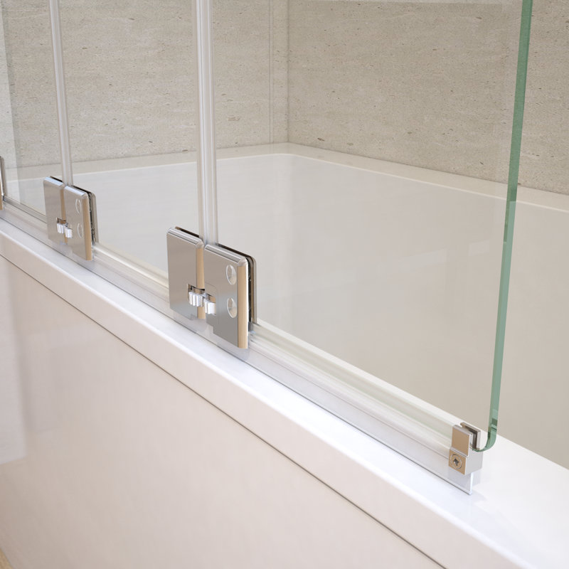 Porte de baignoire pliante sans cadre avec verre transparent L 44 po x H 48 po Nereus