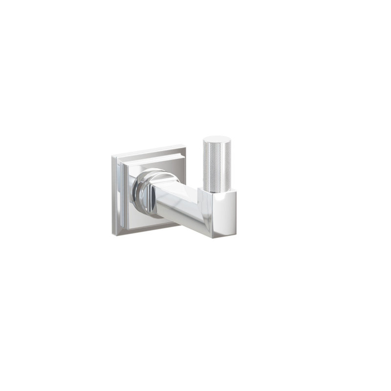 Emtek Select Single Hook w/ Step Square Rosette, Square Stem & Knurled Tip, Polished Chrome