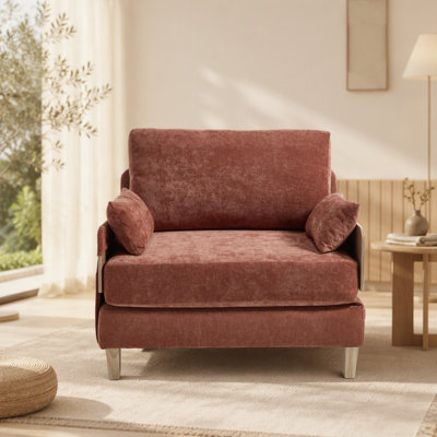 Fauteuil inclinable pliable, canapé-lit convertible 3-en-1, décor Mid-Century moderne, convient aux petits espaces, avec trois coussins, peut être placé dans la chambre d'étude de la chambre