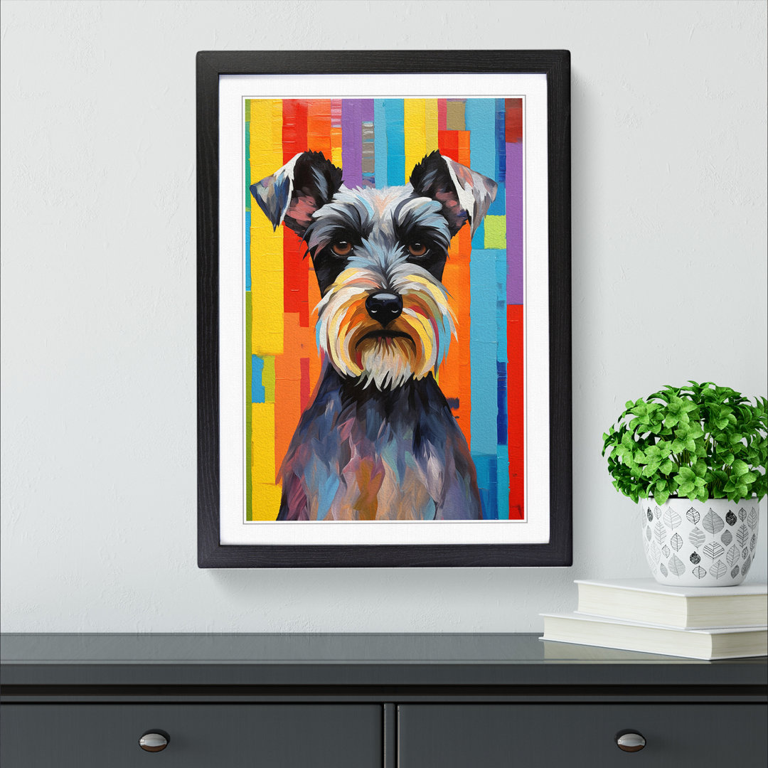 Schnauzer Colour Field - Picture Frame Rectangle Print on Wood