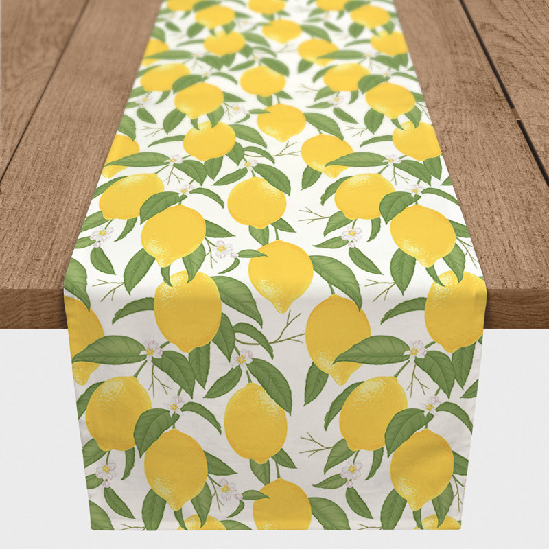 Chemin de table Lemon, Blanc, 90 po x 16 po