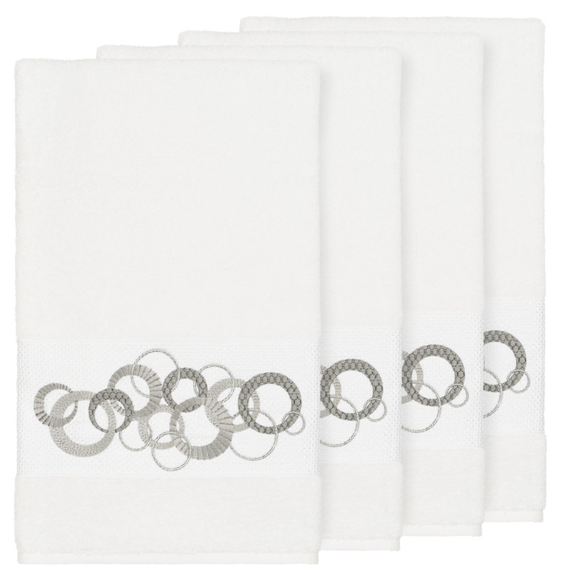 Ensemble de serviettes de bain en coton turc 4 pièces Annabelle, Blanc