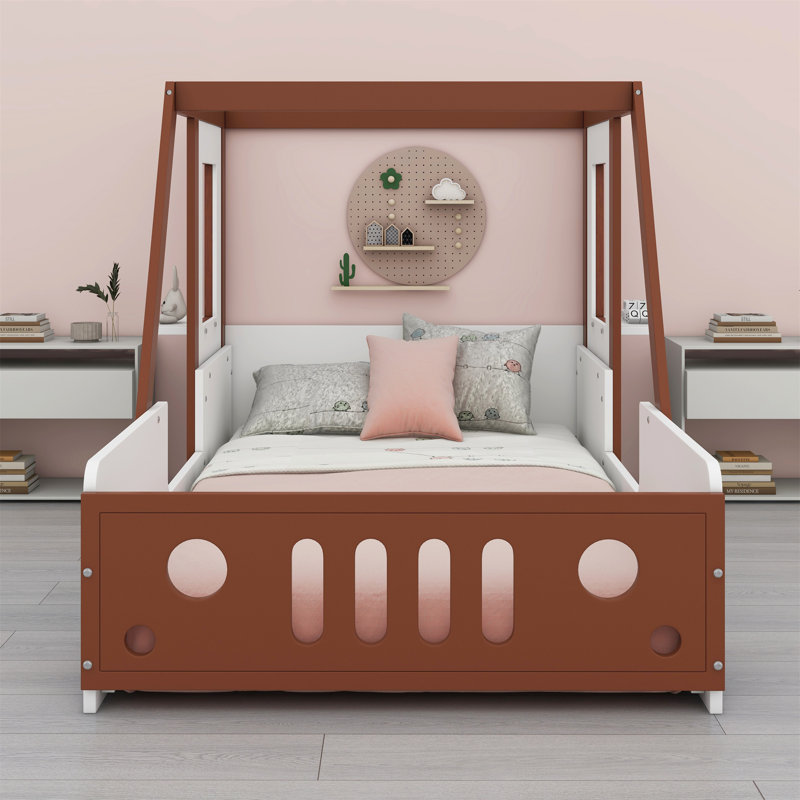 Aimani Twin Wood Platform Bed in Car-Shaped for Kids