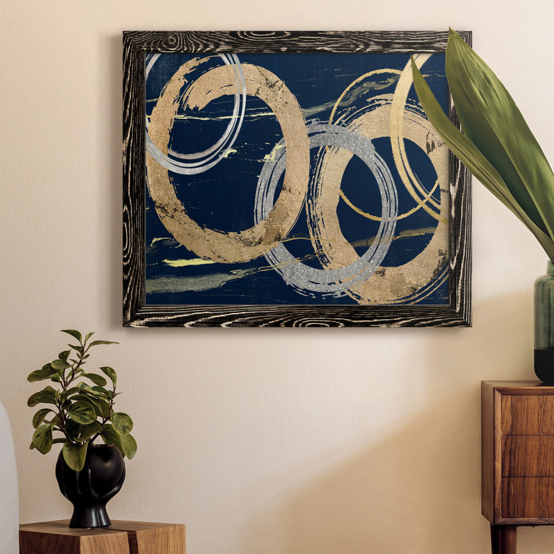 «Gold and Silver Atmosphere I», peinture sur toile encadrée, H 20 po x l 17 po x P 1,5 po, Noir