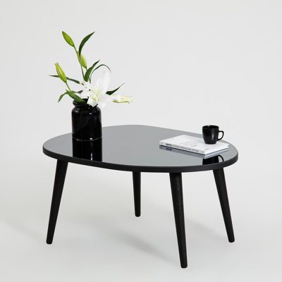 Modern Coffee Table, 100% Tempered Glass Top, Black & Fume, 29.5 x 15.0 x 21.7 inches | Durable 100% Melamine Coated Particle Board Frame, Stylish Solid Color Design | Perfect for Living Room & Contemporary Spaces