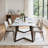 71 inch Marble Dining Table, Modern Dinner Table with Solid Wood Base for Living Room
