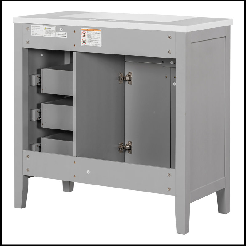 Meuble-lavabo simple avec plateau 35,98 po Savitt, Gris