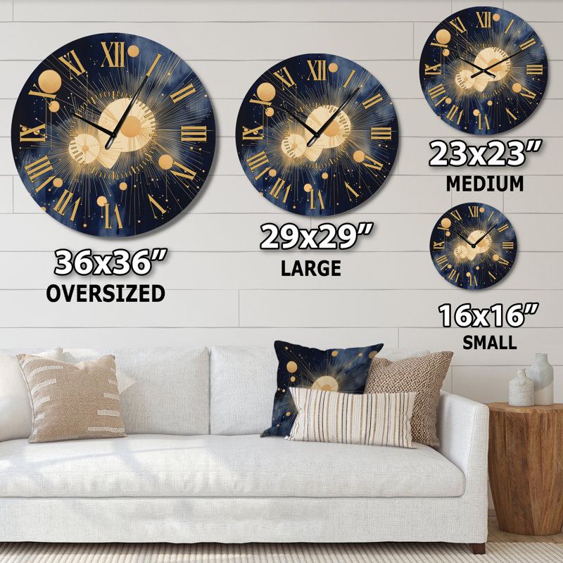 Horloge murale silencieuse en métal Mod Constellation Burst - Céleste, Grand
