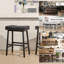 Ensemble de 4 tabourets de bar à hauteur de comptoir, tabourets de comptoir sans dossier avec sièges rembourrés en similicuir, garniture cloutée capitonnée, tabourets d'îlot de cuisine pour le bar, la salle à manger et la cuisine-1937515018