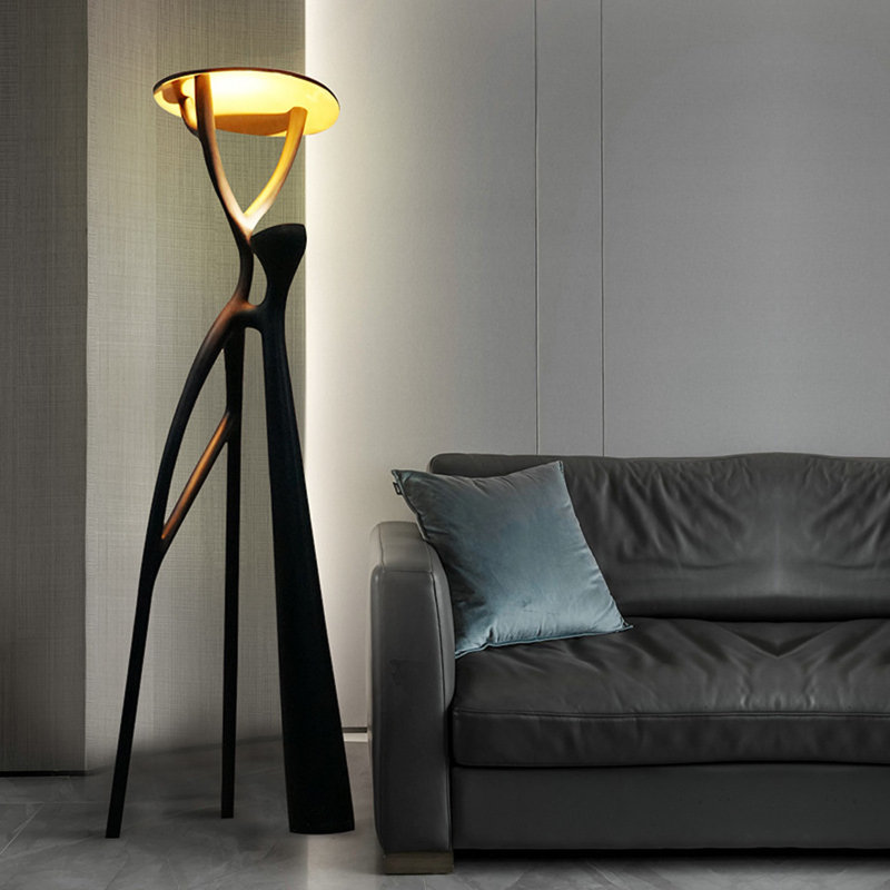  Lampe sur pied sculpturale Together | Lampe sur pied dorée avec abat-jour intérieur en résine artistique