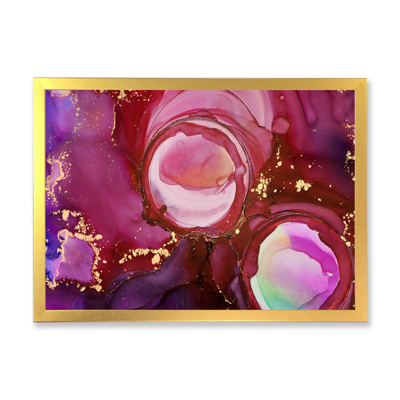 «Brown Luxury Abstract Fluid Art VII», peinture sur toile, Cadre doré, H 30 po x l 40 po x P 1,5 po