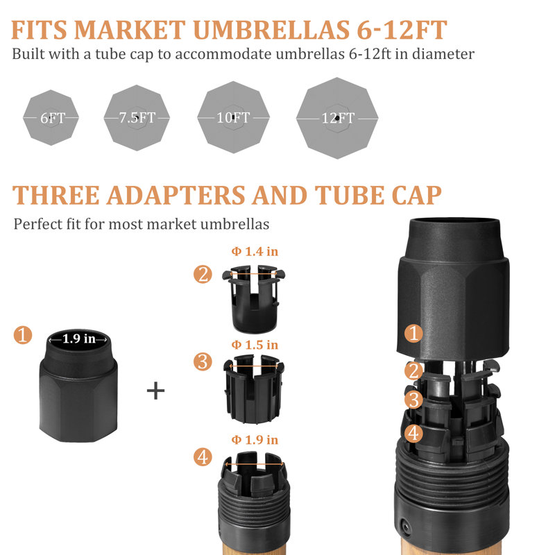 39,33 lb Base de parasol autoportante avec roues, teck, Teck
