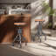 Ensemble, tabouret de bar pivotant à hauteur réglable en bois et métal-1374477092-1374477094