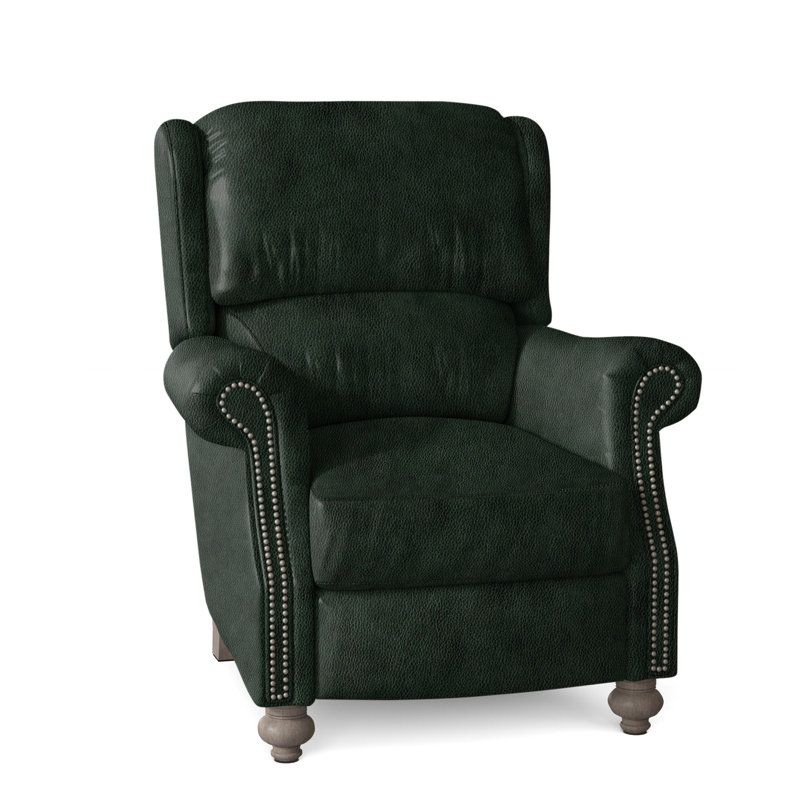 Fauteuil inclinable de 37 po Bancroft, Étain, Pierre, Cuir véritable vert forêt d'Anilina