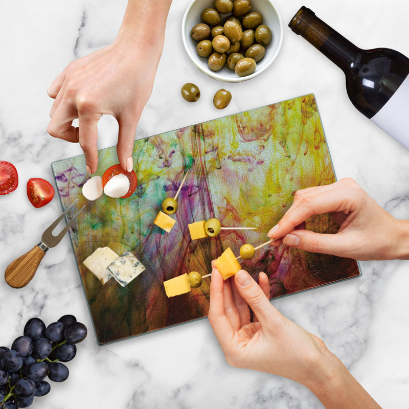 Multicolore planche à découper en verre trempé Ambesonne
