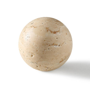Round cabinet door knobs made of natural travertine, 1.2 inches in diameter, set of 4, includes M4 screws