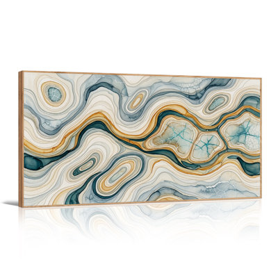 Blue And Beige Agate Layered Stone Canvas Wall Art