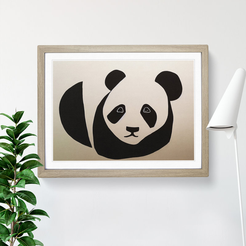 An Abstract Panda - Single Picture Frame Print, Black, 46cm H x 64cm W x 2cm D