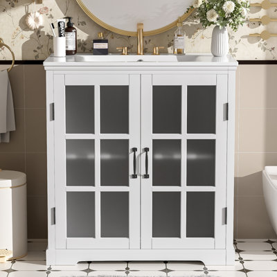 Meuble-lavabo moderne 30 po avec lavabo en céramique