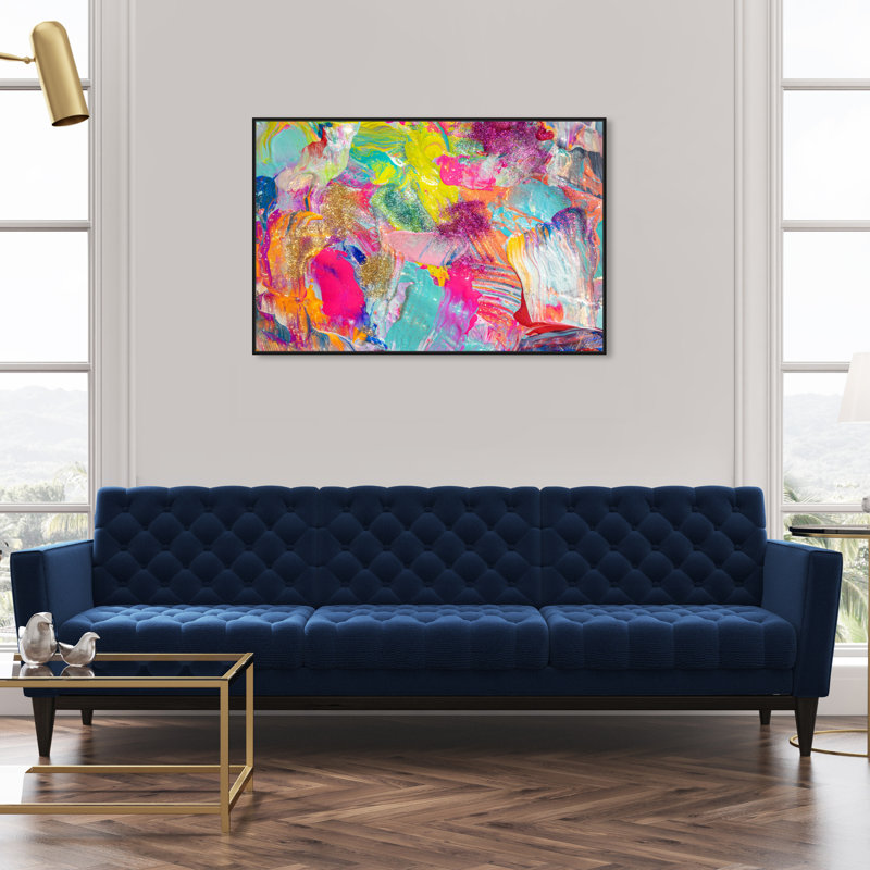«Abstract Miami Beach Textures», impression sur toile, H 30 po x l 45 po, Cadre noir