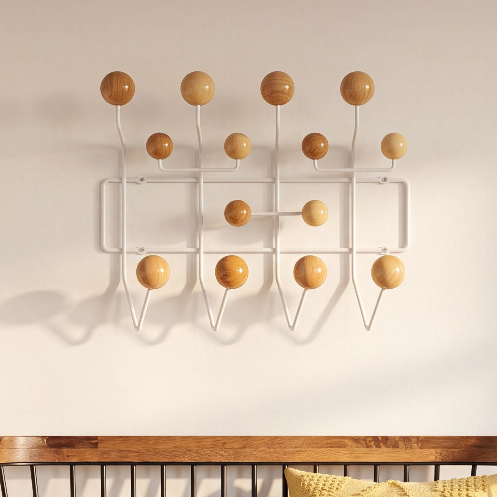 Joyelle 14 - Hook Coat Rack, Natural/White