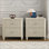 Ensemble de table de chevet cannelée 2 pièces, table de chevet en bois de style Mid-Century moderne à 3 tiroirs, idéale pour la chambre à coucher et le salon, beige